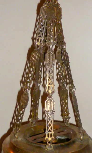 AL1-054: Antique Early 20th C Art Nouveau / Arts & Crafts Chunk Glass Pendant Light - Image 5